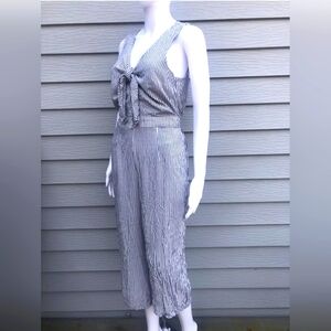 ABERCROMBIE&FITCH Women's Jumpsuit Striped Sleeveless Front Tie Wide Leg